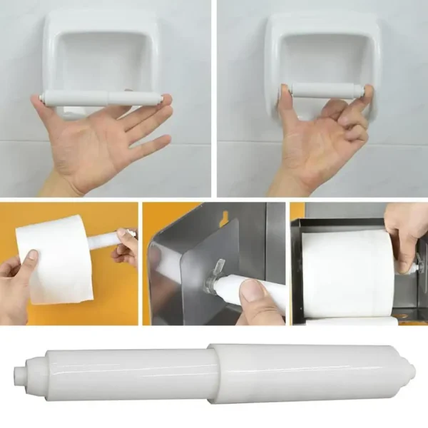 Extendable Toilet Paper Holder Spring-loaded Toilet Paper Holder Replacement Rod Set Easy Installation Adjustable for Bathroom 2