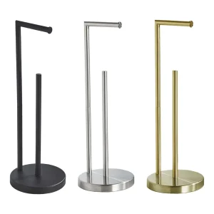 1/3 Rolls Toilet Paper Holder Stand Bathroom Floor Storage with Dispenser Rustproof Freestanding Tissue Rack Bathroom Holder 1