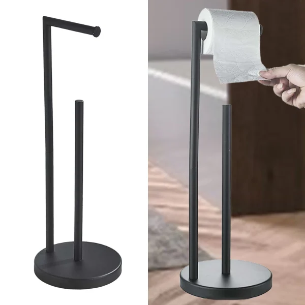 1/3 Rolls Toilet Paper Holder Stand Bathroom Floor Storage with Dispenser Rustproof Freestanding Tissue Rack Bathroom Holder 2