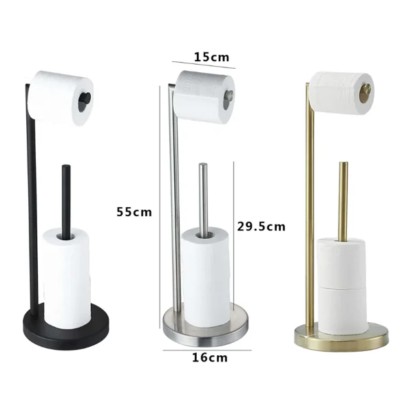 1/3 Rolls Toilet Paper Holder Stand Bathroom Floor Storage with Dispenser Rustproof Freestanding Tissue Rack Bathroom Holder 6
