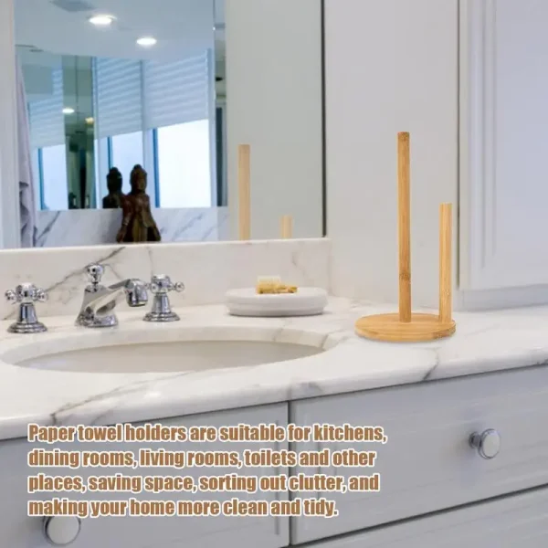 Wooden Paper Towel Holder Kitchen Wooden Roll Paper Towel Holder Vertical Wooden Paper Roll Organizer For Kitchen Toilet 3