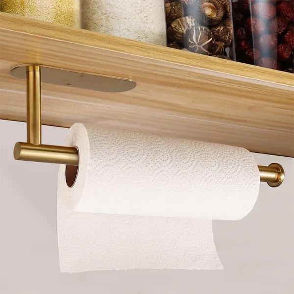 Self Adhesive Tssue Holder Punch-free Roll Paper Holder Kitchen Hook Storage Holder Stainless Steel Wall Mount Towel Rack 4