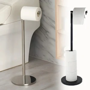 Freestanding Toilet Roll Holders Stainless Steel Toilet Paper Stand Anti-Rust Space Bathroom Tissue Rack Paper Dispenser Storage 1