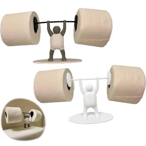 Funny Weightlifter Toilet Roll Holder,Unique 3D Printed Toilet Paper Holder-Weightlifter Holding A Barbell,Bathroom Decor 1