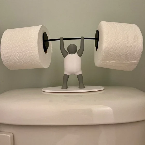 Funny Weightlifter Toilet Roll Holder,Unique 3D Printed Toilet Paper Holder-Weightlifter Holding A Barbell,Bathroom Decor 2