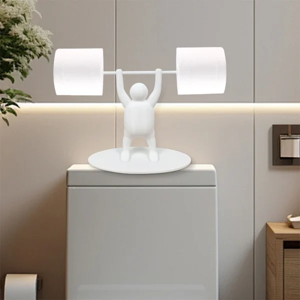 Funny Weightlifter Toilet Roll Holder,Unique 3D Printed Toilet Paper Holder-Weightlifter Holding A Barbell,Bathroom Decor 3