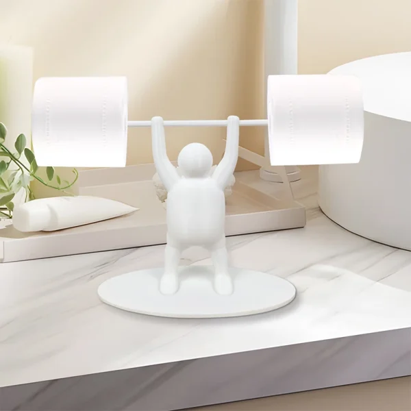 Funny Weightlifter Toilet Roll Holder,Unique 3D Printed Toilet Paper Holder-Weightlifter Holding A Barbell,Bathroom Decor 5