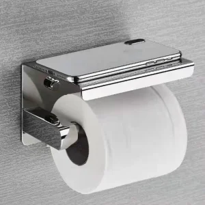 Stainless Steel Toilet Paper Holder with Phone Shelf Bathroom Tissue Holder Toilet Paper Roll Holder 1