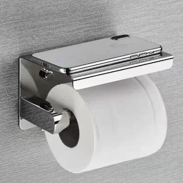 Stainless Steel Toilet Paper Holder with Phone Shelf Bathroom Tissue Holder Toilet Paper Roll Holder 1