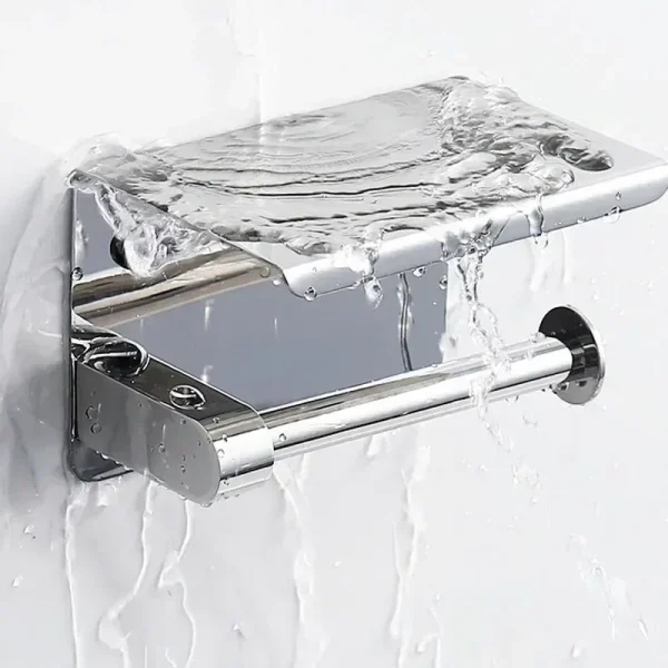 Stainless Steel Toilet Paper Holder with Phone Shelf Bathroom Tissue Holder Toilet Paper Roll Holder 5