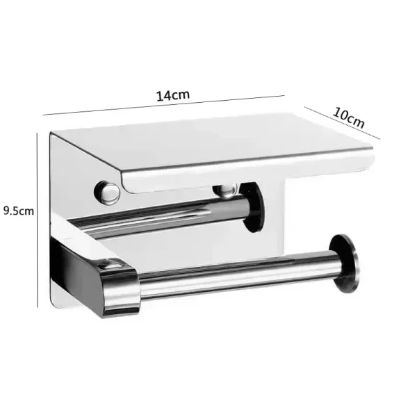 Stainless Steel Toilet Paper Holder with Phone Shelf Bathroom Tissue Holder Toilet Paper Roll Holder 6