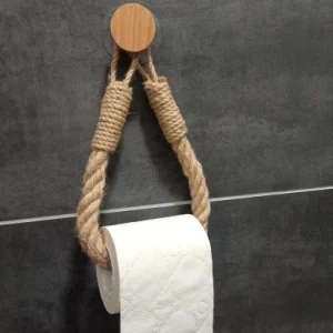 Nail-free Paper Towel Holders Towel Rack Bathroom Towel Hook Toilet Paper Holder Towel Rack Beige Hemp Roll Paper Holder 1
