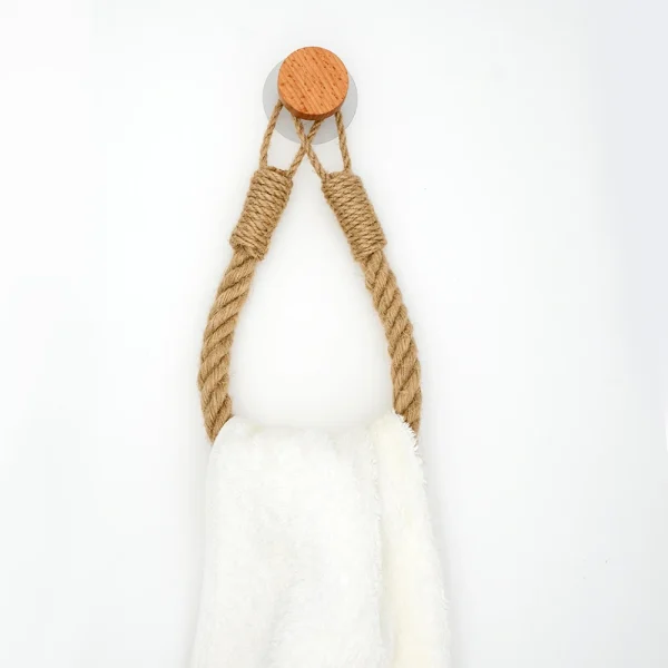Nail-free Paper Towel Holders Towel Rack Bathroom Towel Hook Toilet Paper Holder Towel Rack Beige Hemp Roll Paper Holder 3