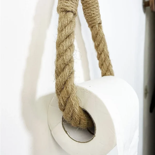Nail-free Paper Towel Holders Towel Rack Bathroom Towel Hook Toilet Paper Holder Towel Rack Beige Hemp Roll Paper Holder 5