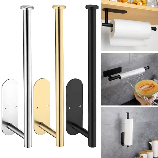 Adhesive Toilet Paper Holder Stainless Steel Toilet Roll Paper Stand Kitchen Roll Towel Rack Tissue Hanger Bathroom Accessories 1
