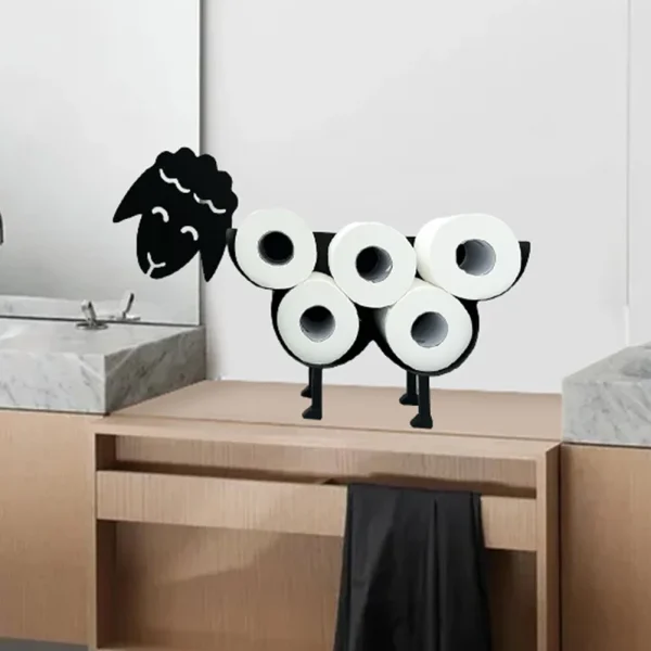 Steel Toilet Paper Holder Bathroom Wall Decoration Mount Kitchen Paper Shelf Storage Sheep 7 Rolls Metal Sheep Roll Tissue Stand 3