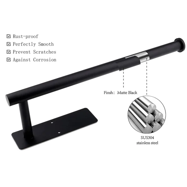 Adhesive Toilet Paper Holder 304 Stainless Steel Brushed Gold Paper Towel Roll Rack Black Bathroom Kitchen Long Tissue Hanger 3