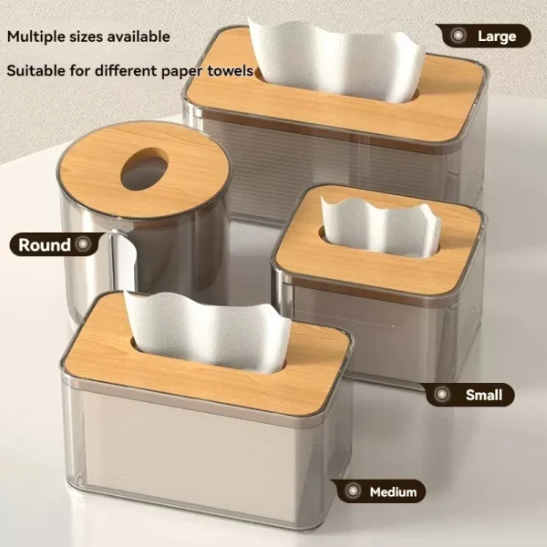 Premium Clear Tissue Box Organizer Portable Toilet Paper Holder for Living Room Home Napkin Storage Solution 2