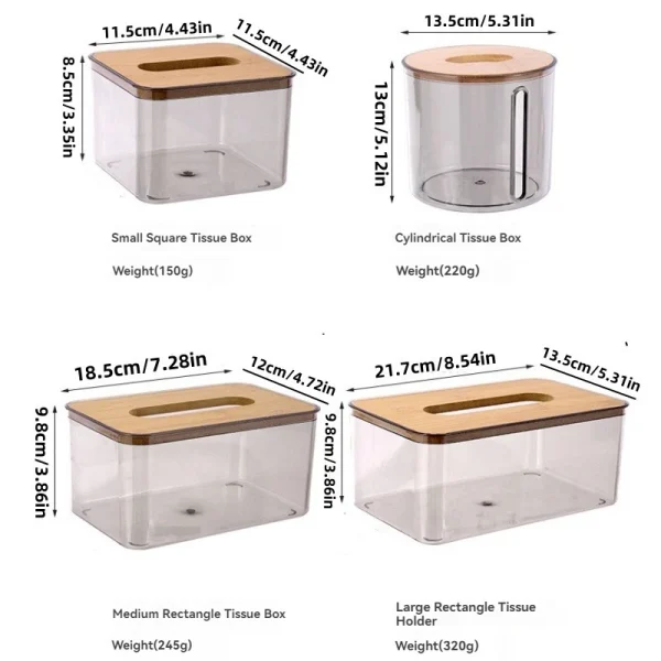 Premium Clear Tissue Box Organizer Portable Toilet Paper Holder for Living Room Home Napkin Storage Solution 3