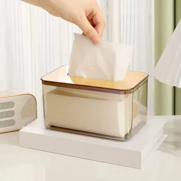 Premium Clear Tissue Box Organizer Portable Toilet Paper Holder for Living Room Home Napkin Storage Solution 4