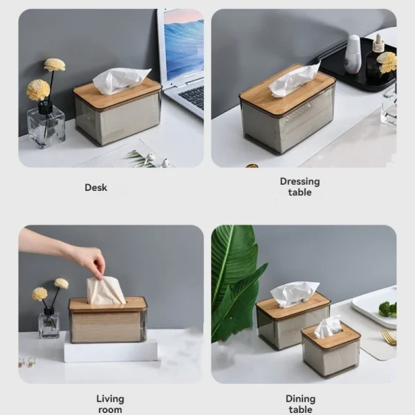 Premium Clear Tissue Box Organizer Portable Toilet Paper Holder for Living Room Home Napkin Storage Solution 6