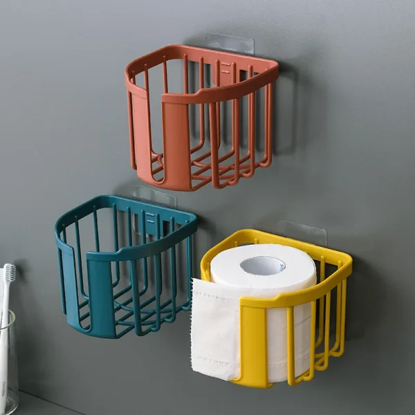 Non Perforated Bathroom Tissue Holder Lightweight Toilet Storage Rack Toilet Paper Drawer Toilet Paper Roll Wall Mounted 2