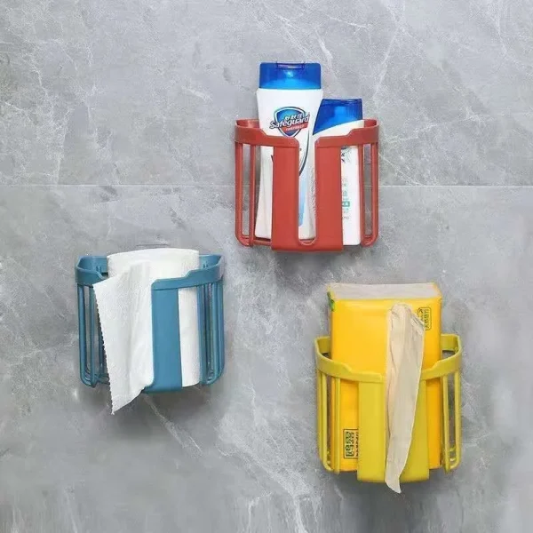 Non Perforated Bathroom Tissue Holder Lightweight Toilet Storage Rack Toilet Paper Drawer Toilet Paper Roll Wall Mounted 5