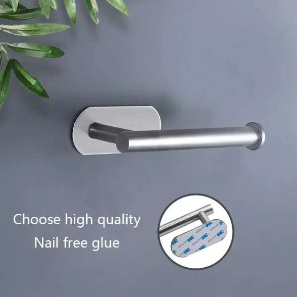 Stainless Steel Paper Towel Holder Adhesive Toilet Roll Paper Holder No Hole Punch Kitchen Bathroom Toilet Lengthen Storage Rack 3