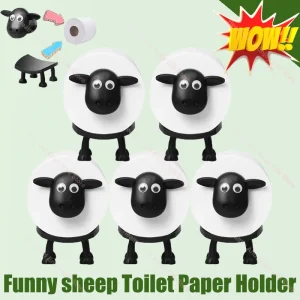 1/3/5PCS Sheep Toilet Roll Holder Funny Toilet Paper Holder Free Standing Bathroom Set Black Sheep Roll Rack Cute Bathroom Decor 1