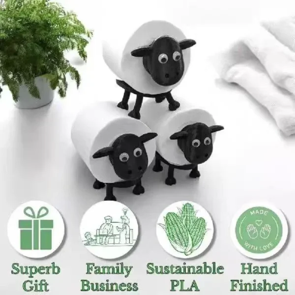 1/3/5PCS Sheep Toilet Roll Holder Funny Toilet Paper Holder Free Standing Bathroom Set Black Sheep Roll Rack Cute Bathroom Decor 3