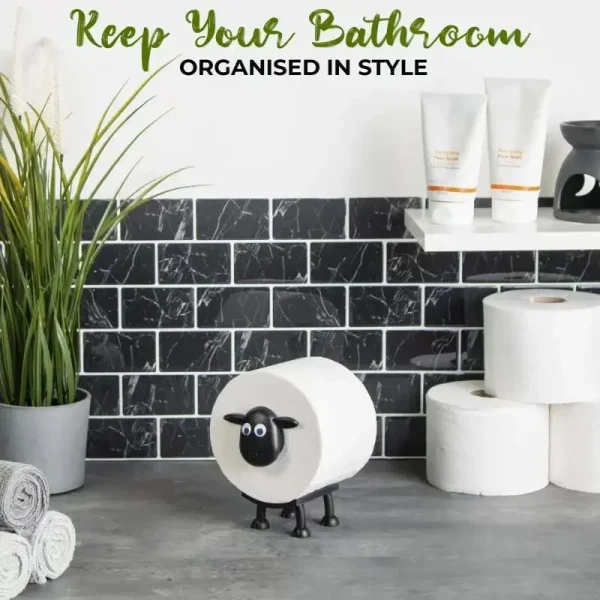 1/3/5PCS Sheep Toilet Roll Holder Funny Toilet Paper Holder Free Standing Bathroom Set Black Sheep Roll Rack Cute Bathroom Decor 4