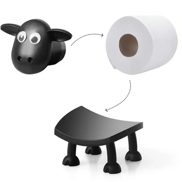 1/3/5PCS Sheep Toilet Roll Holder Funny Toilet Paper Holder Free Standing Bathroom Set Black Sheep Roll Rack Cute Bathroom Decor 5