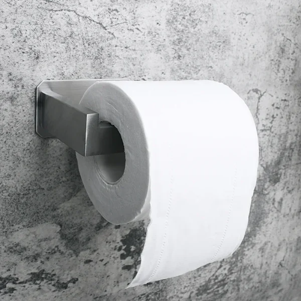 No-Drill Stainless Steel Wall-Mounted Square Tube Tissue Holder For The Bathroom Wall-Mounted Paper Roll Holder 2