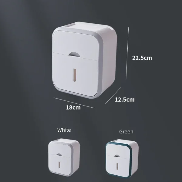 Toilet Paper Holder Box holder Bathroom Rack Waterproof Reel Tissue Storage Box Punch-free Kitchen Bathroom Storage Holder 4