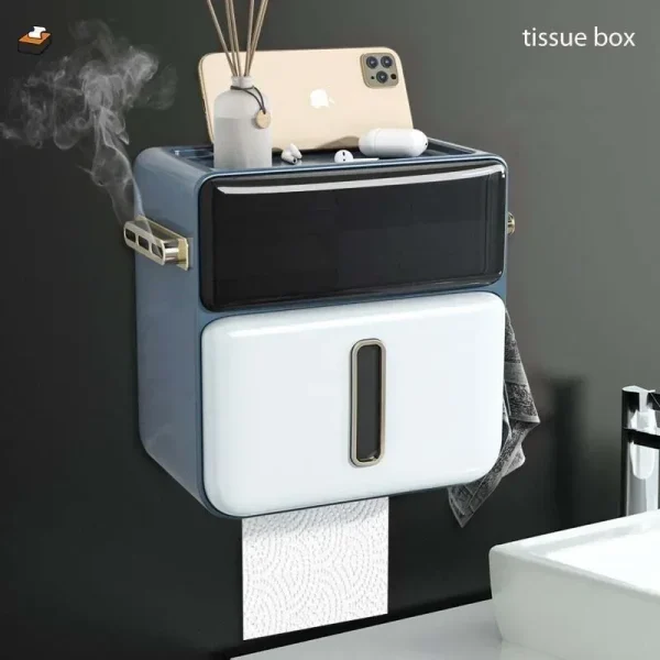 Paper Towel Toilet Paper Holder Waterproof Tissue Box Wall Mount Storage Shelf Rack Paper Storage Box Bathroom Accessories 2