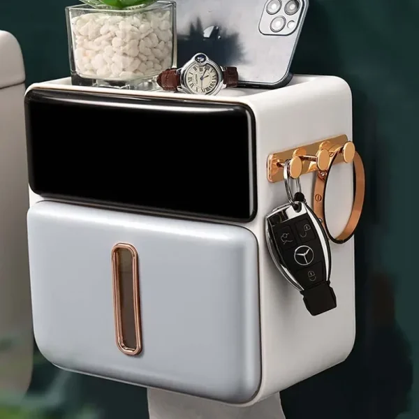 Paper Towel Toilet Paper Holder Waterproof Tissue Box Wall Mount Storage Shelf Rack Paper Storage Box Bathroom Accessories 3