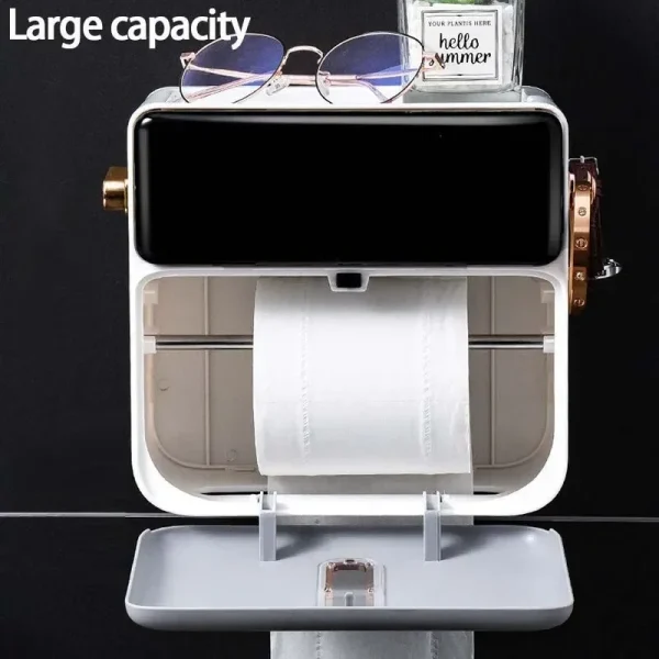 Paper Towel Toilet Paper Holder Waterproof Tissue Box Wall Mount Storage Shelf Rack Paper Storage Box Bathroom Accessories 4