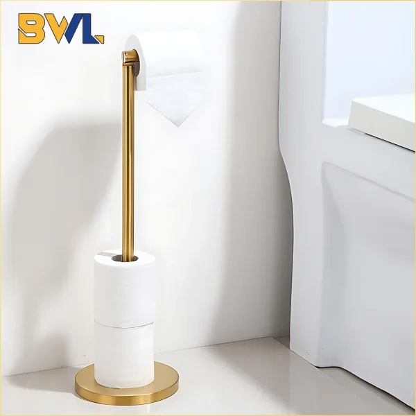 Bathroom Paper Towel Holder Stainless Steel Vertical Toilet Paper Holder Perforation-free Floor Standing Toilet Paper Holder 1