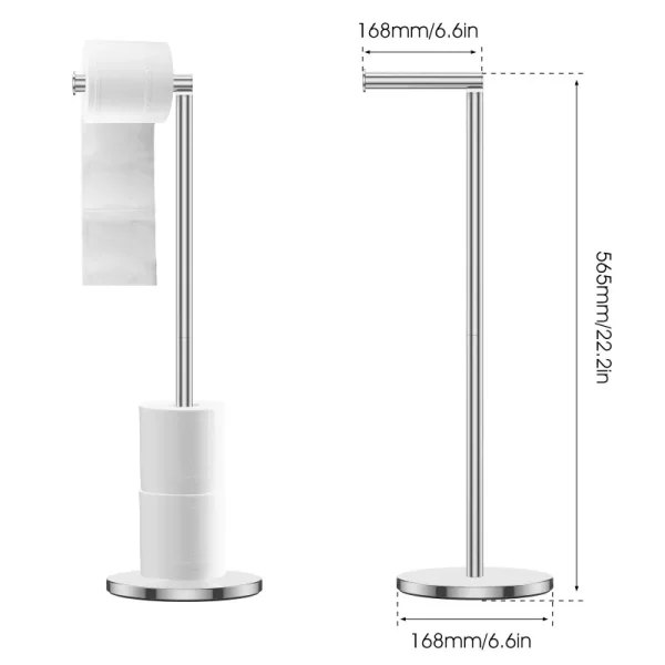 Bathroom Paper Towel Holder Stainless Steel Vertical Toilet Paper Holder Perforation-free Floor Standing Toilet Paper Holder 6