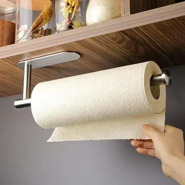 Adhesive Stainless Steel Paper Towel Holder Wall Mounted Kitchen Napkin Rack Tissue Dispenser Bathroom Storage Solution 2