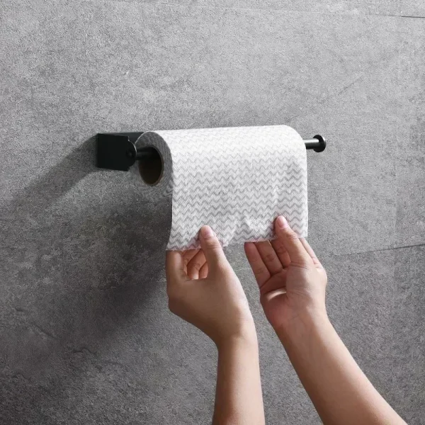 Adhesive Stainless Steel Paper Towel Holder Wall Mounted Kitchen Napkin Rack Tissue Dispenser Bathroom Storage Solution 4