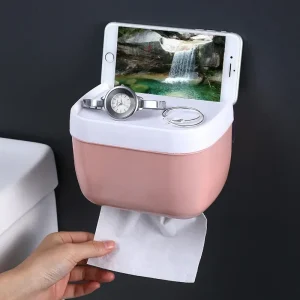 Punch-free Toilet Paper Holder Box Waterproof Storage Toilet Paper Storage Rack Paper Towel Kitchen Bathroom Storage Box 1
