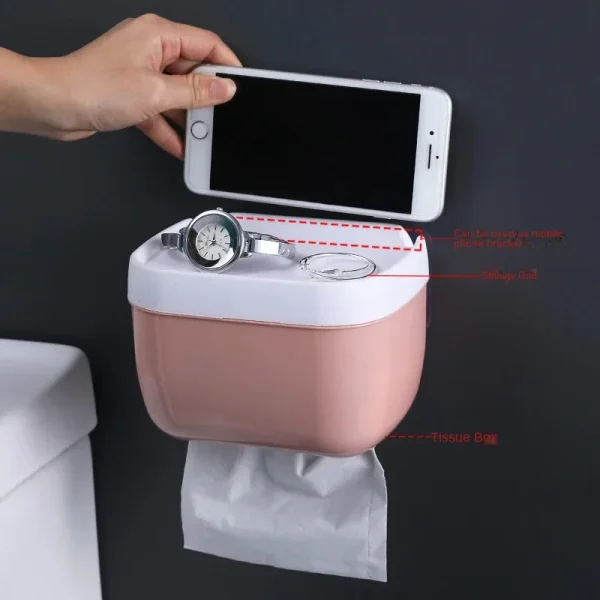 Punch-free Toilet Paper Holder Box Waterproof Storage Toilet Paper Storage Rack Paper Towel Kitchen Bathroom Storage Box 2