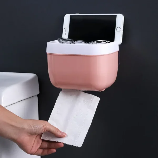 Punch-free Toilet Paper Holder Box Waterproof Storage Toilet Paper Storage Rack Paper Towel Kitchen Bathroom Storage Box 3