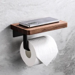 Wooden Tissue Rack Punch Free Wood Bathroom Toilet Wall Hanging Paper Roll Holder Tool Tissue Roll Hanger Hardware For Home Dorm 1
