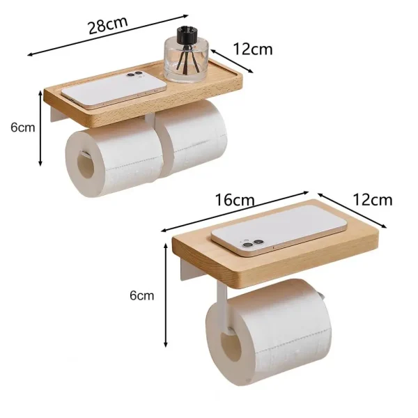 Wooden Tissue Rack Punch Free Wood Bathroom Toilet Wall Hanging Paper Roll Holder Tool Tissue Roll Hanger Hardware For Home Dorm 6