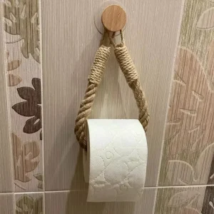 Vintage Towel Hanging Rope Toilet Paper Holder Home Hotel Bathroom Decoration Storage Rack Suction Cup Wall Mounted Movable 1