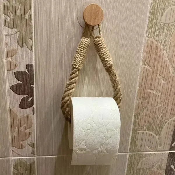 Vintage Towel Hanging Rope Toilet Paper Holder Home Hotel Bathroom Decoration Storage Rack Suction Cup Wall Mounted Movable 1