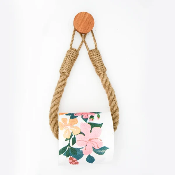 Vintage Towel Hanging Rope Toilet Paper Holder Home Hotel Bathroom Decoration Storage Rack Suction Cup Wall Mounted Movable 2