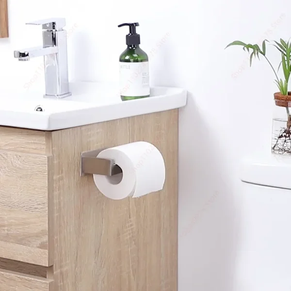 Matte Black Toilet Paper Holder no drill Tissue Roll Hanger 304 Stainless Steel Bathroom Accessories Self Adhesive Brushed Gold 6